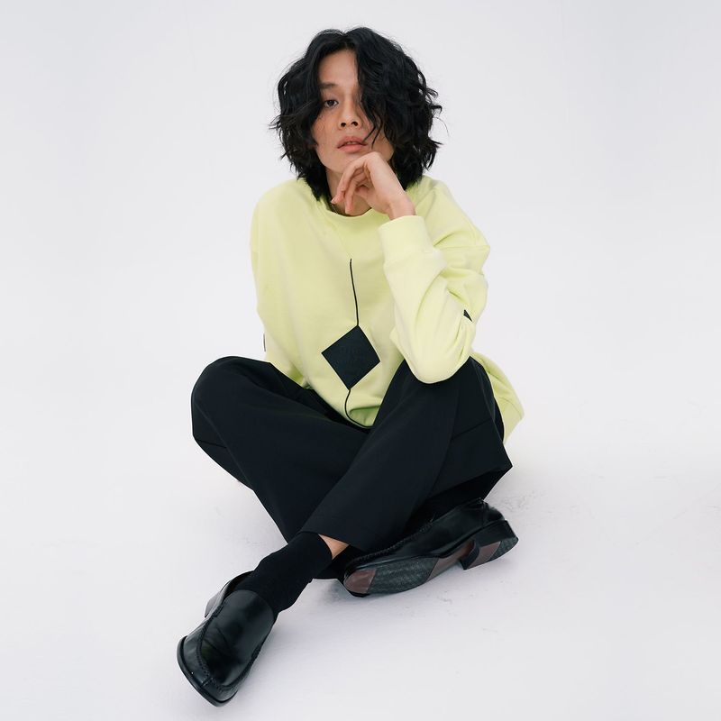 Square point Sweatshirts [Lime]