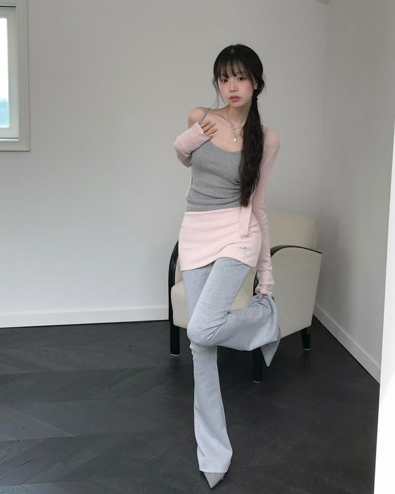 [MADE] Jeweled Cubic Folding Bootcut Sweatpants