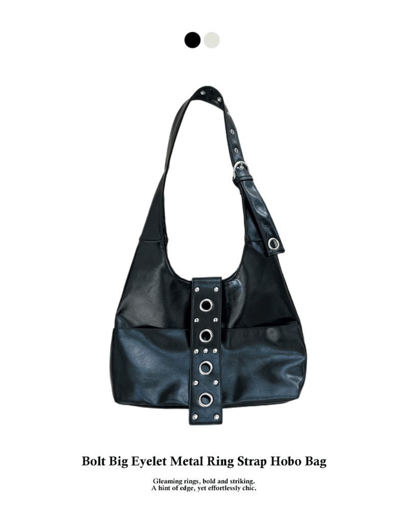 GUSTA（グスタ）の「Bolt Big Eyelet Metal Ring Strap Hobo Bag (2 colors)（Bags）」