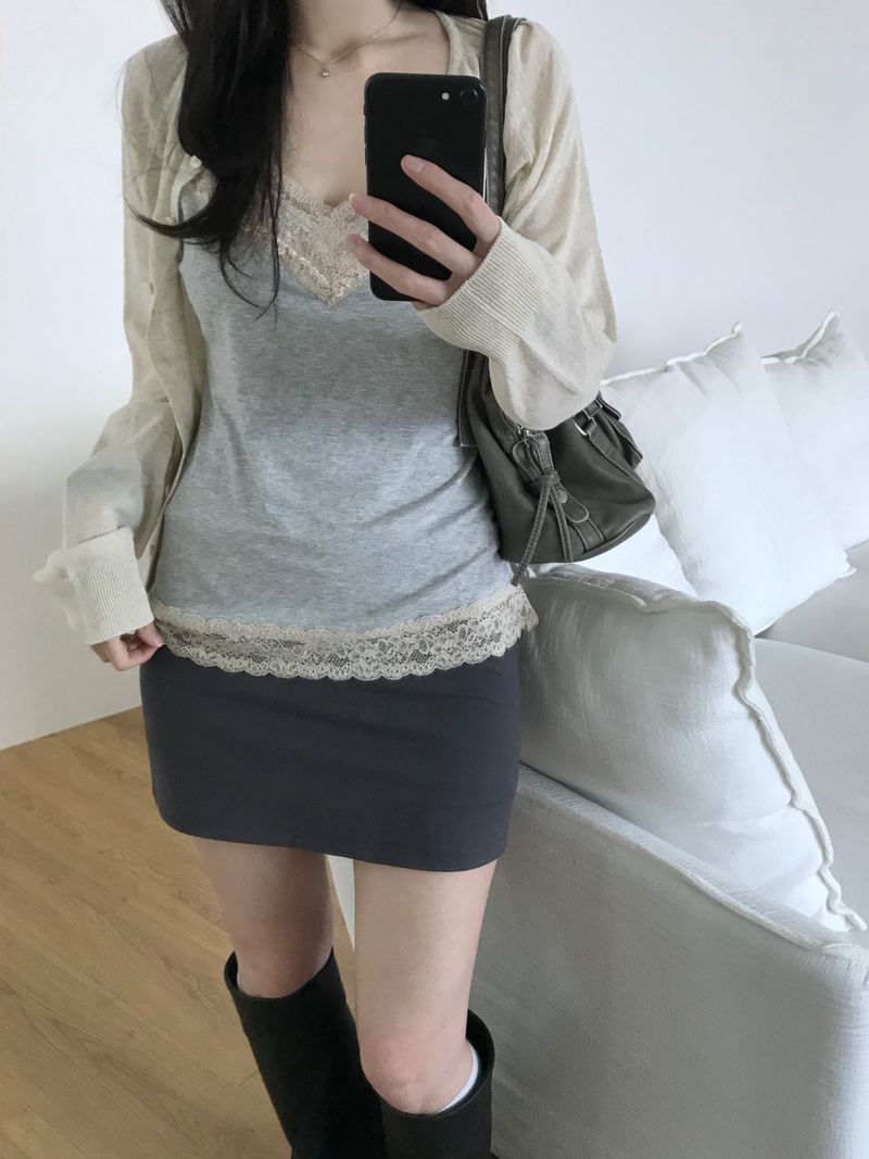 Slash linen round cardigan (4 colors)