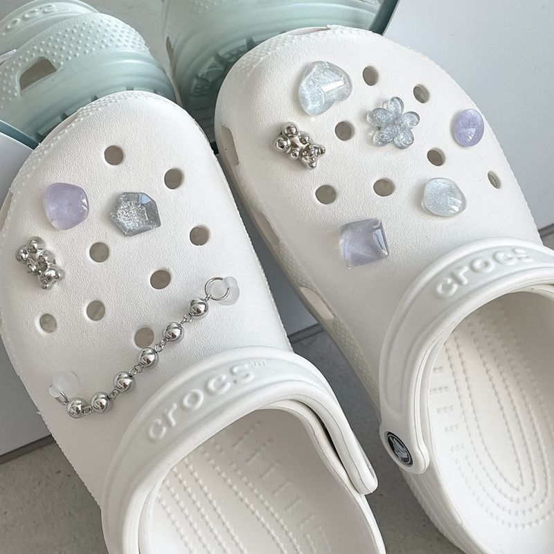 [made]purple&silver resin shoes charm set 