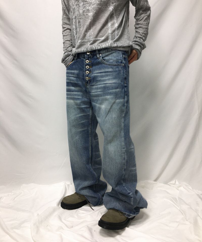 5-Button Fly Flared Denim Pants