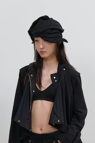 Scarf Veil Wool Cap / Black