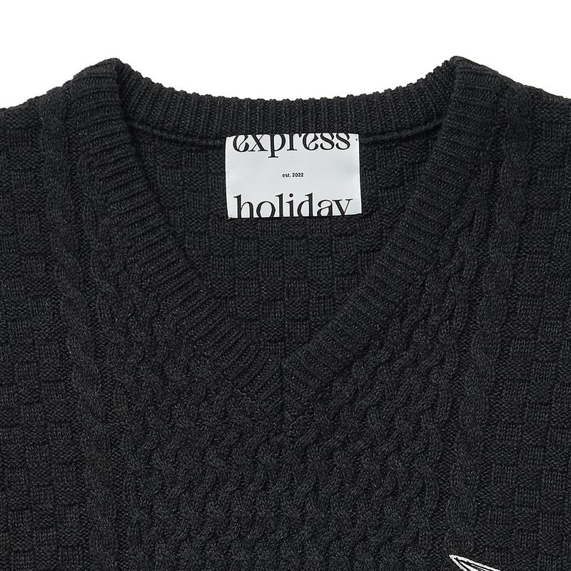 Express Holiday Cable Knit Vest_Charcoal