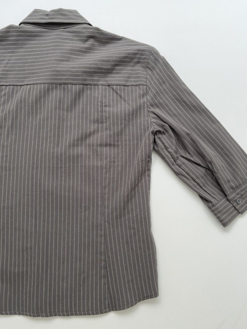 Striped elbow length slim fit shirt