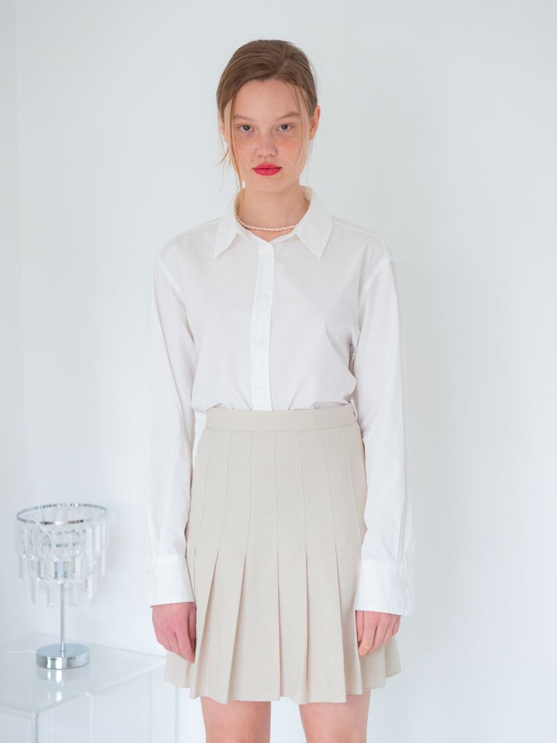 PLEATS SKIRT_BEIGE