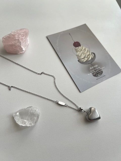 vh matte long heart ball coin layered necklace