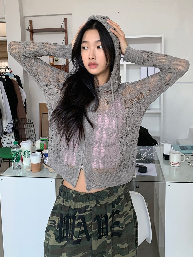 JAZZ THE ORDER（ジャズ ザ オーダー）の「NET SEE-THROUGH KNIT HOOD ZIP-UP（Tops）」