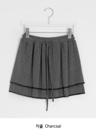Mokan Lace Tiered Layered Mini Skirt