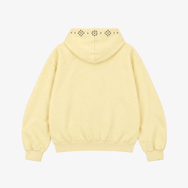 Rhinestone Zip-Up Hoodie_Lemon