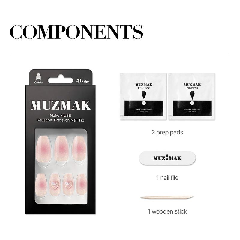 MUZMAK Reusable Nail Tip Paeony(Coffin)