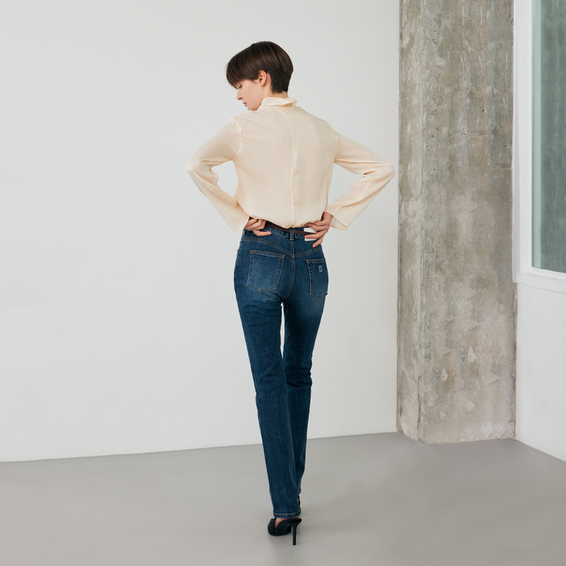 Twill Deep Blue Slim Straight Jean - YC392