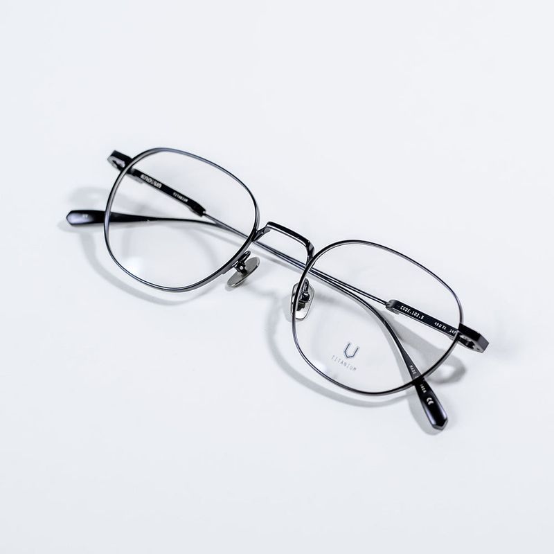 Knouun Round titanium glasses CODE. 102. B Navy