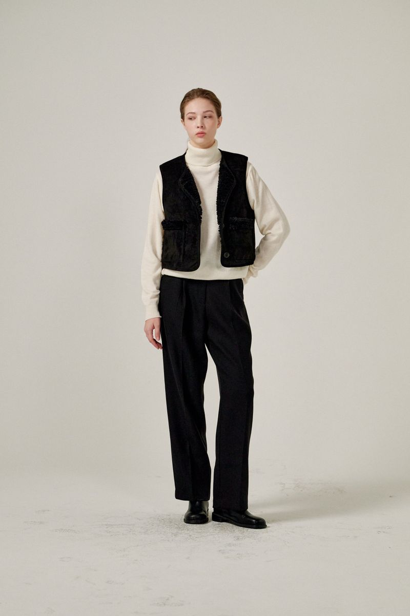 Semi wide pants (Black)