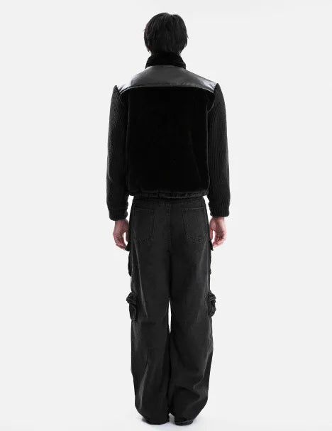 Winter Fur Leather Shearling + Deep Black Knit
