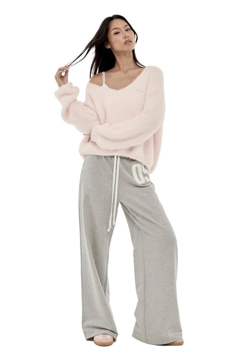 09 Numbering straight pants, Pink