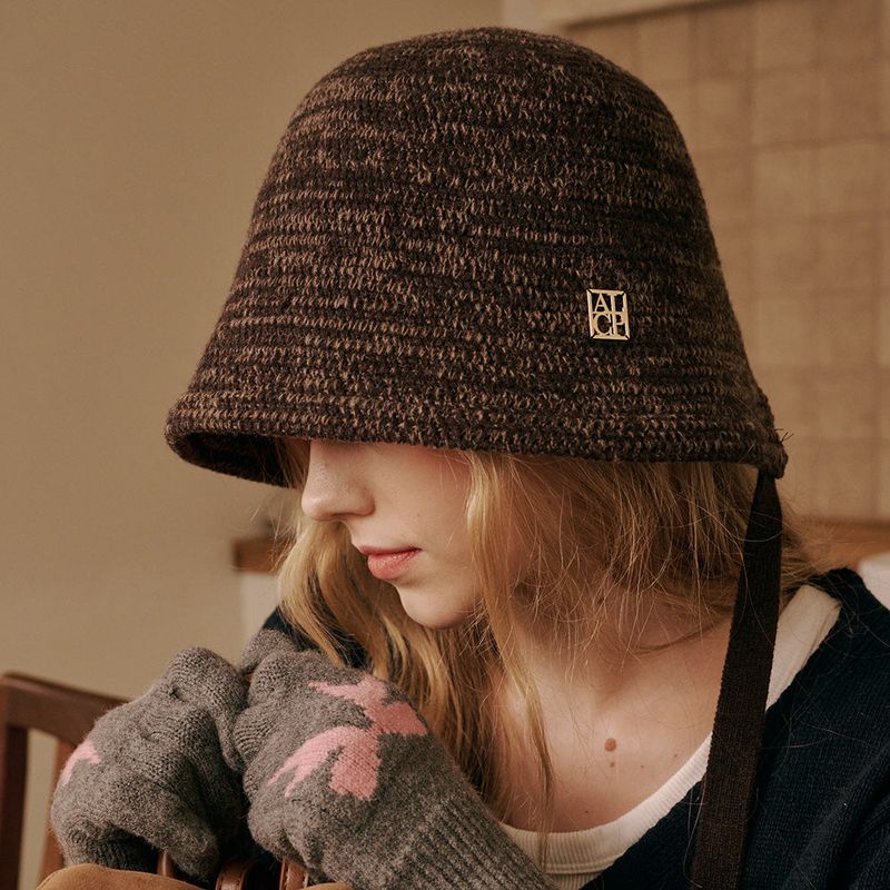 Basic Wool Knit Bonnet Hat (Brown)