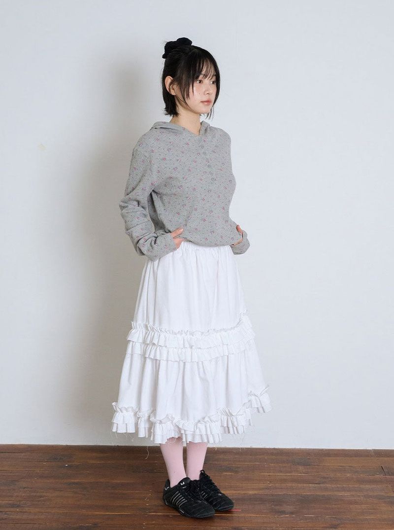 RUFFLE POINT SKIRT - WHITE