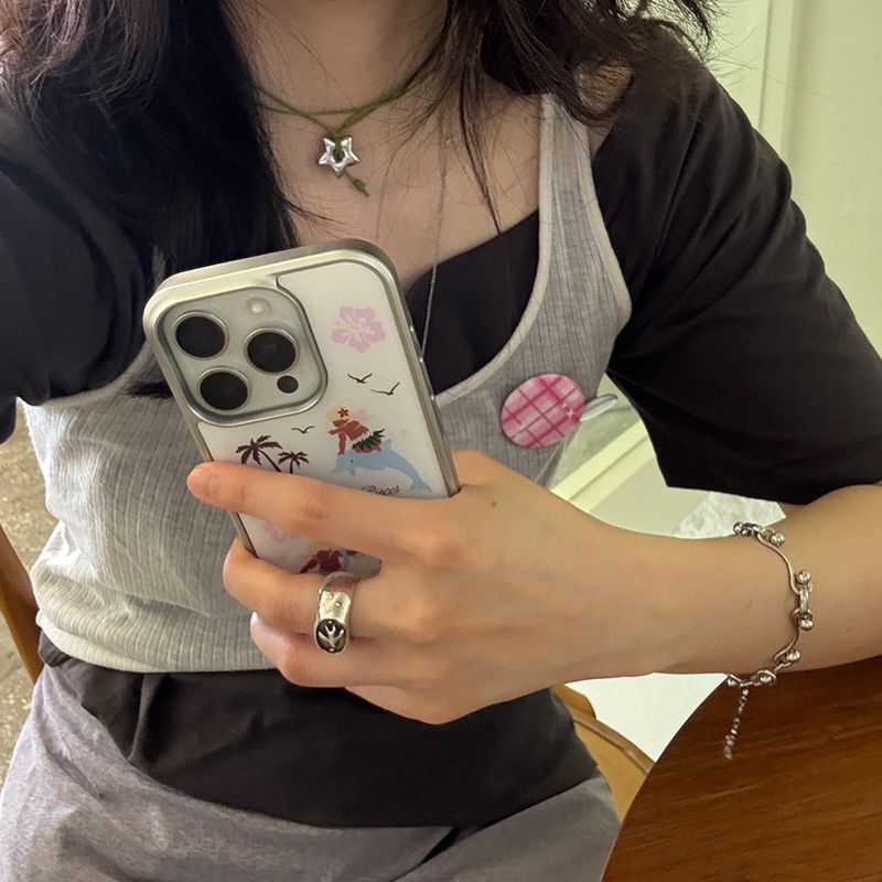 Surfing angel case (silver)
