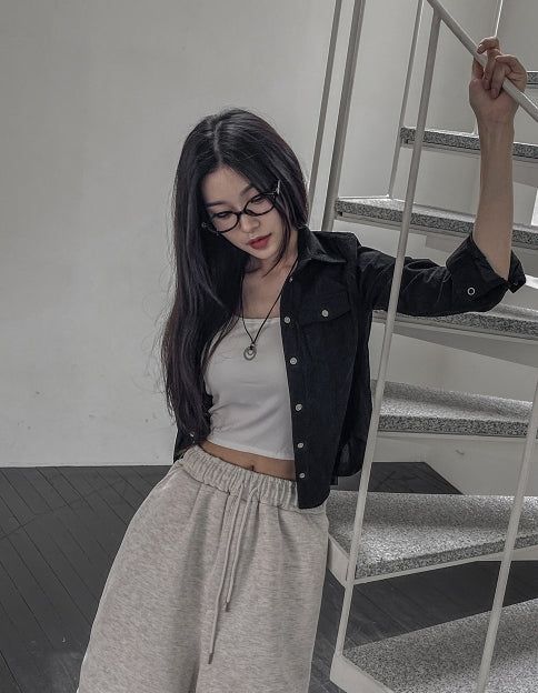 Ribbed slim-fit western shirt