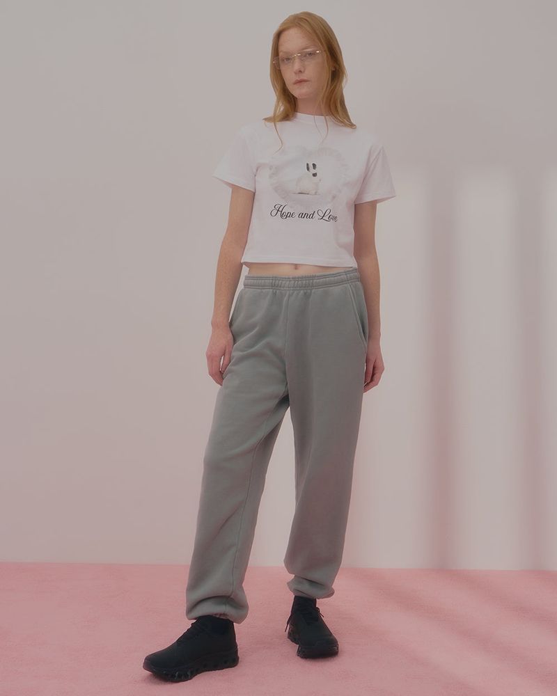 HEART RABBIT CROP TSHIRT-WHITE