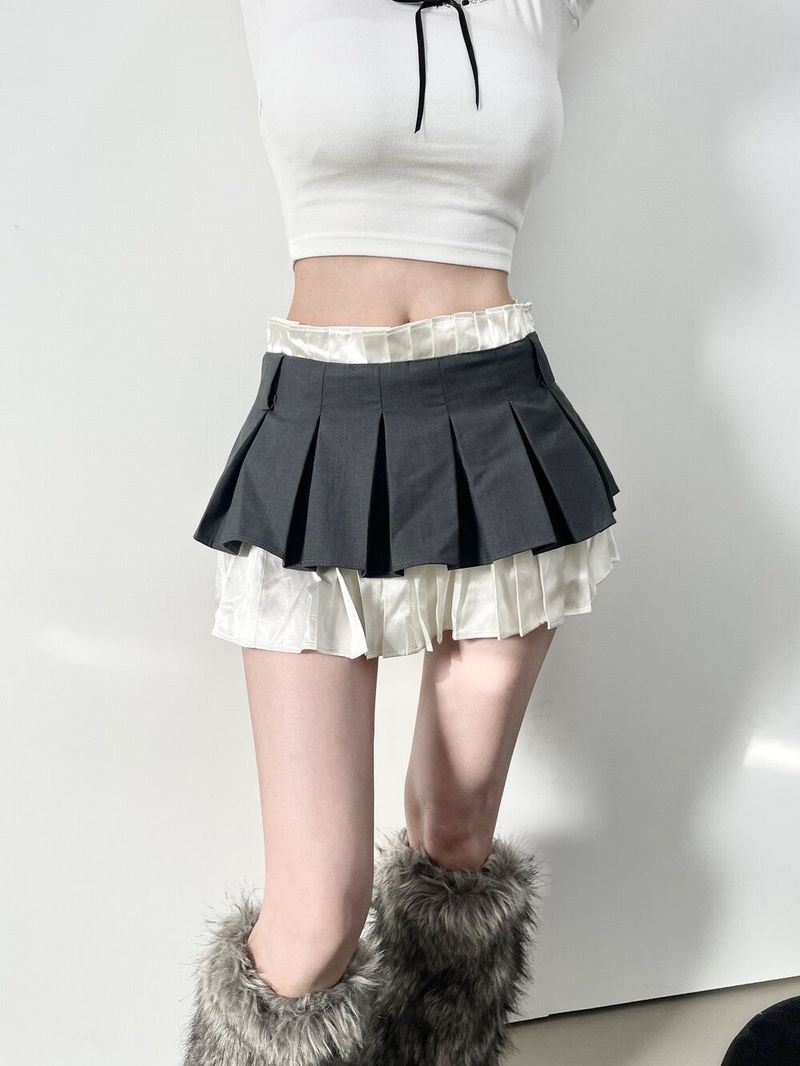 Seow(ソウ)の「1131. Satin layered mini pleats sk(Skirts)」