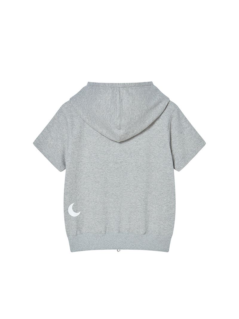 NY APLIQUE SS HOOD ZIP UP GREY