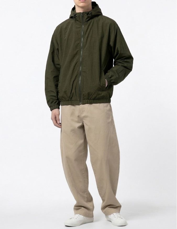 Crop Banding Light Windbreaker Khaki