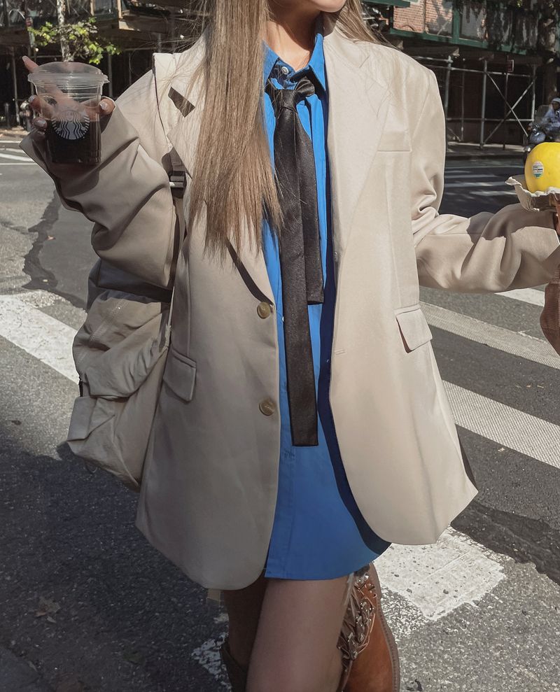 (UNISEX)オータムベーシックオーバーシングルジャケット