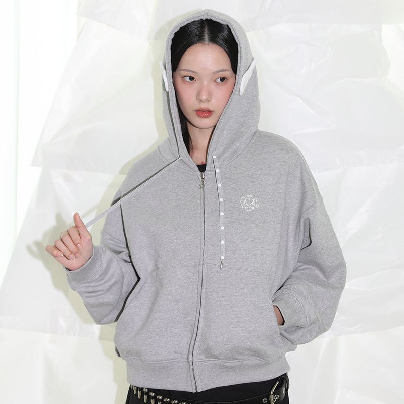 Wings Hooded Zip-up - GREY