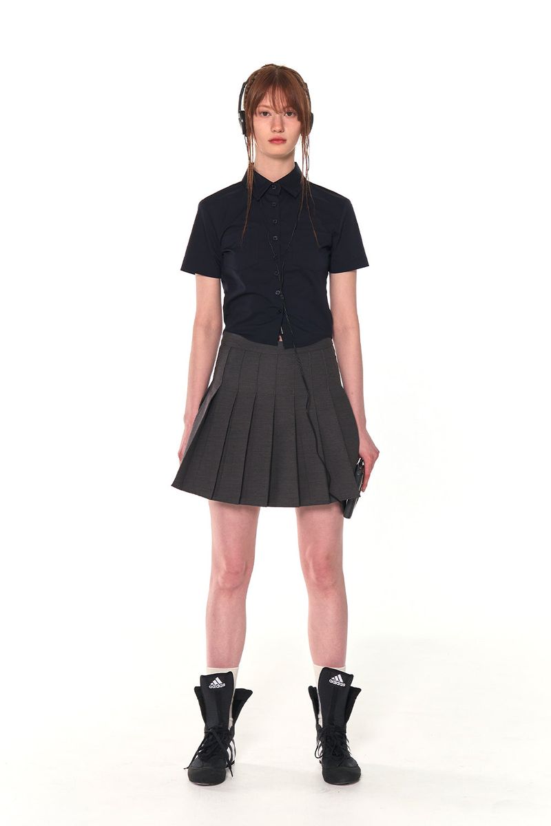 SLIM LINE CROP SHIRTS (NAVY)