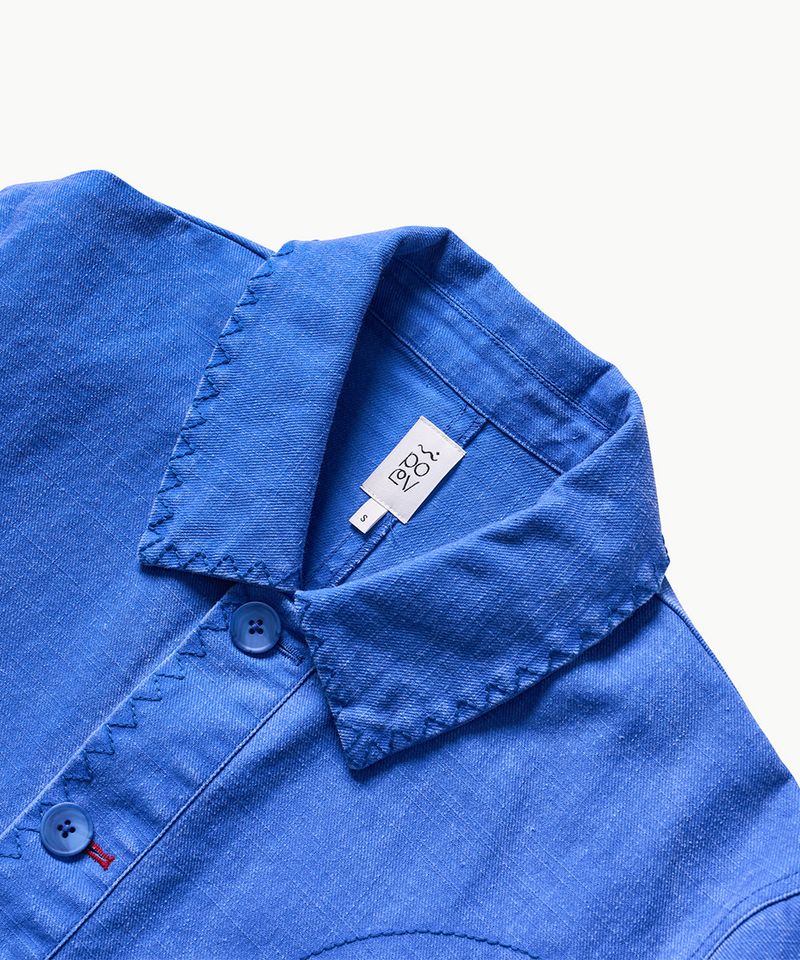 Floral Stitch French Work Jacket - Blue
