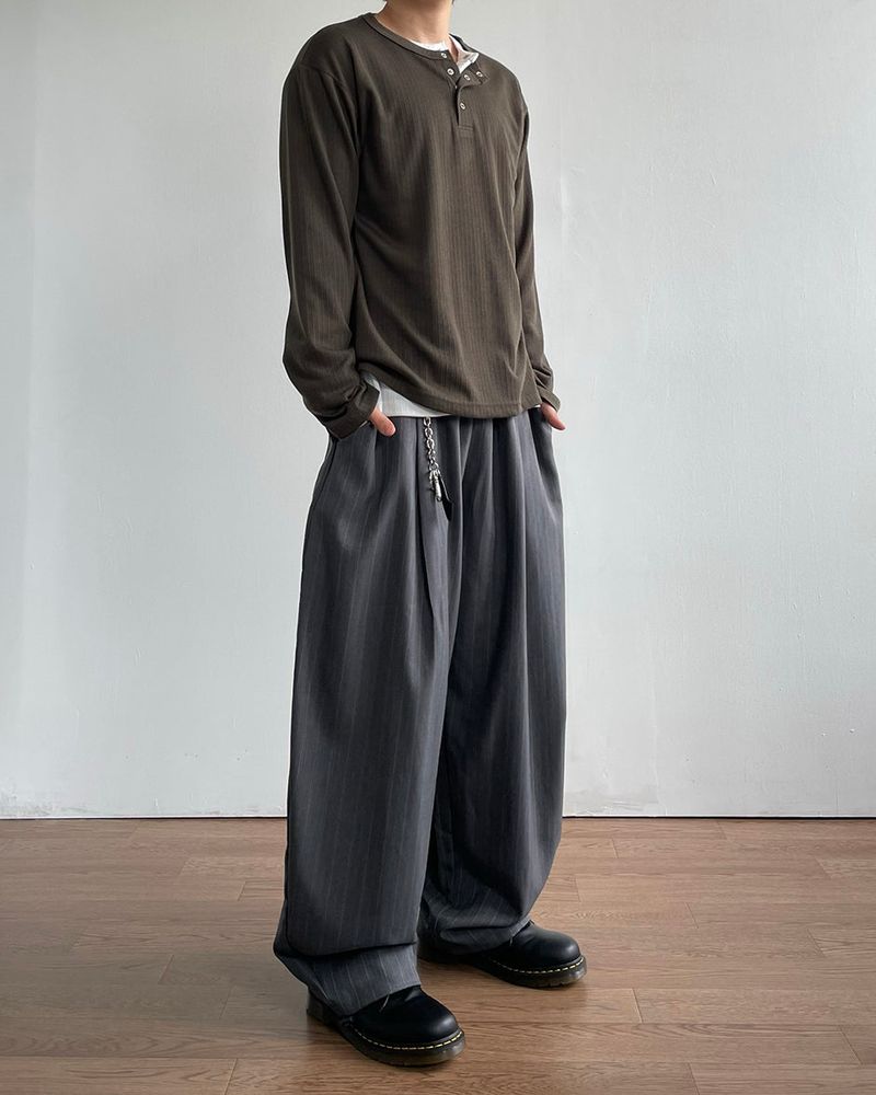 Drape Stripe Banding Slacks