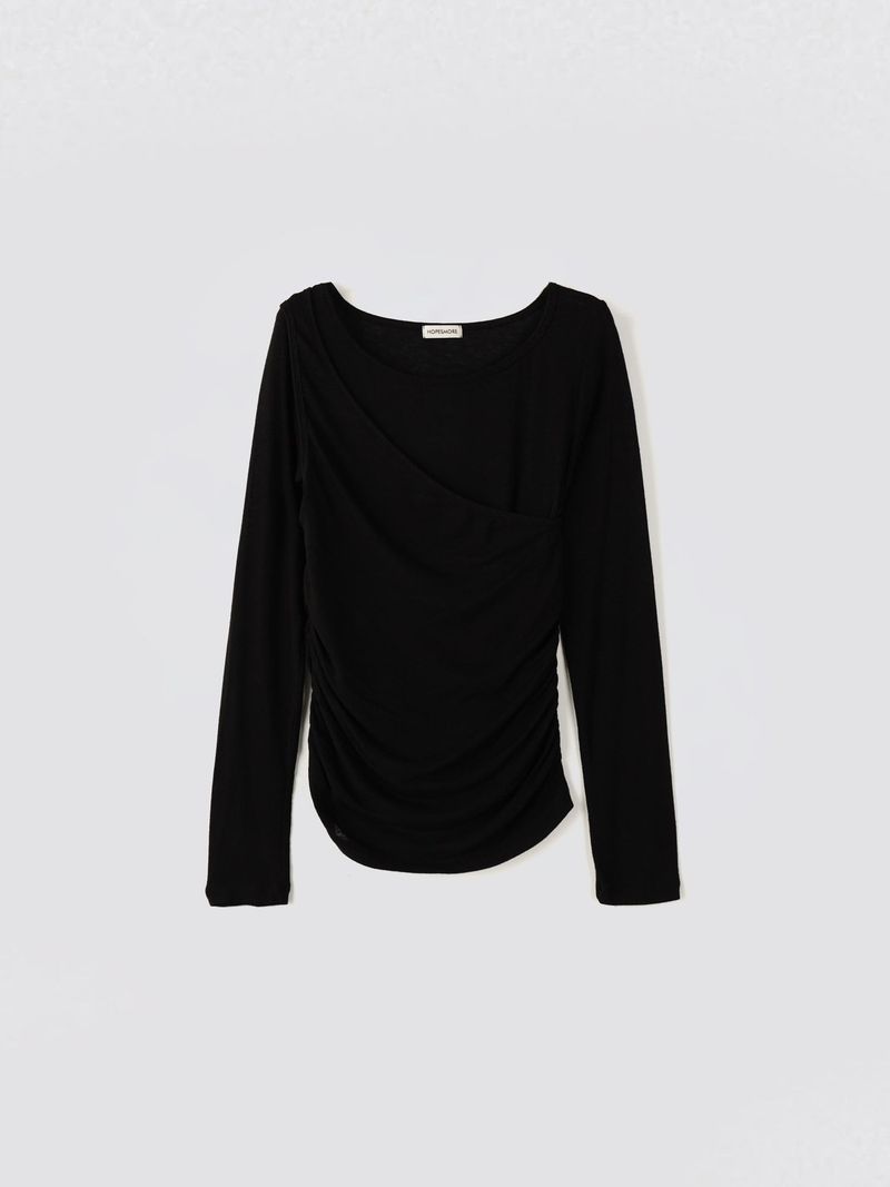HOPESMORE(ホープスモア)の「Shirring Layered Tee_Black(Tops)」