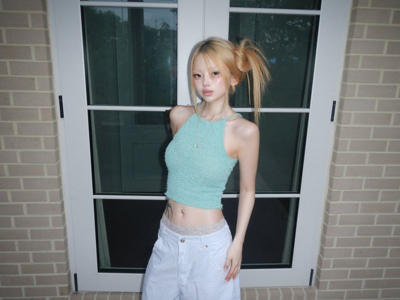 halter crop knit(3 color)