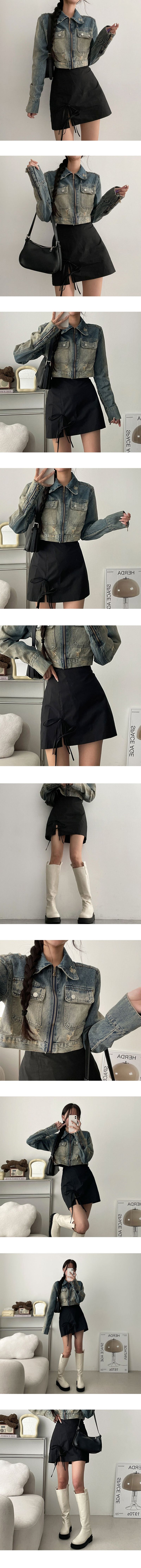Solve Washing Vintage Denim Cropped Jacket