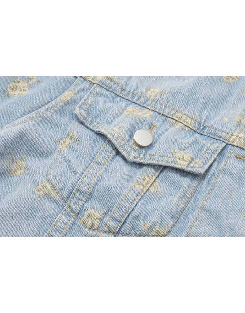 Canola Bloom Flower Denim Jacket Light Blue