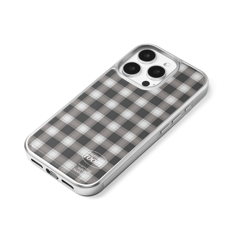 m checkered epoxy bumper case (silver / black)