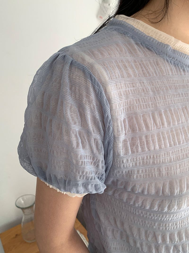 SHEER PUFF BLOUSE (4C)
