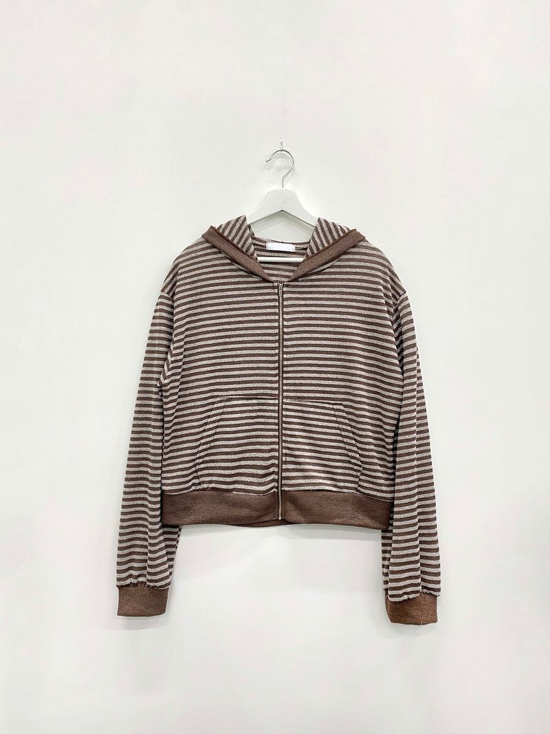 Stripe Summer Boucle Hood Zip-Up (3c)  