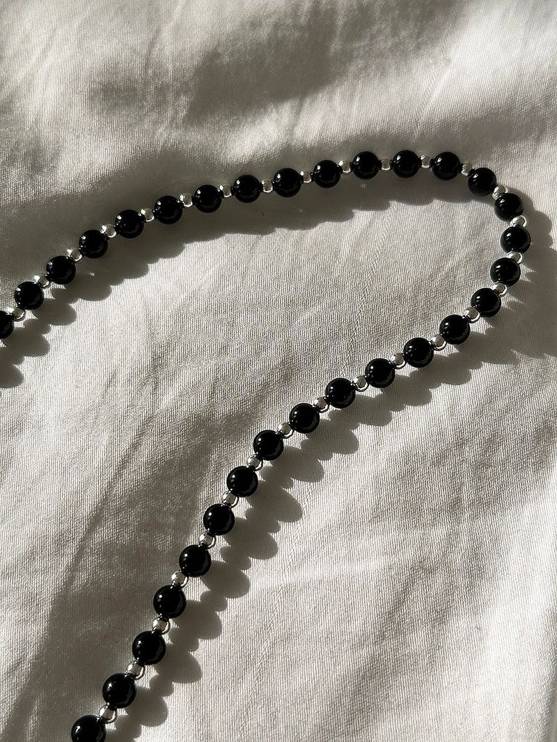 [925silver] Silver&onyx necklace