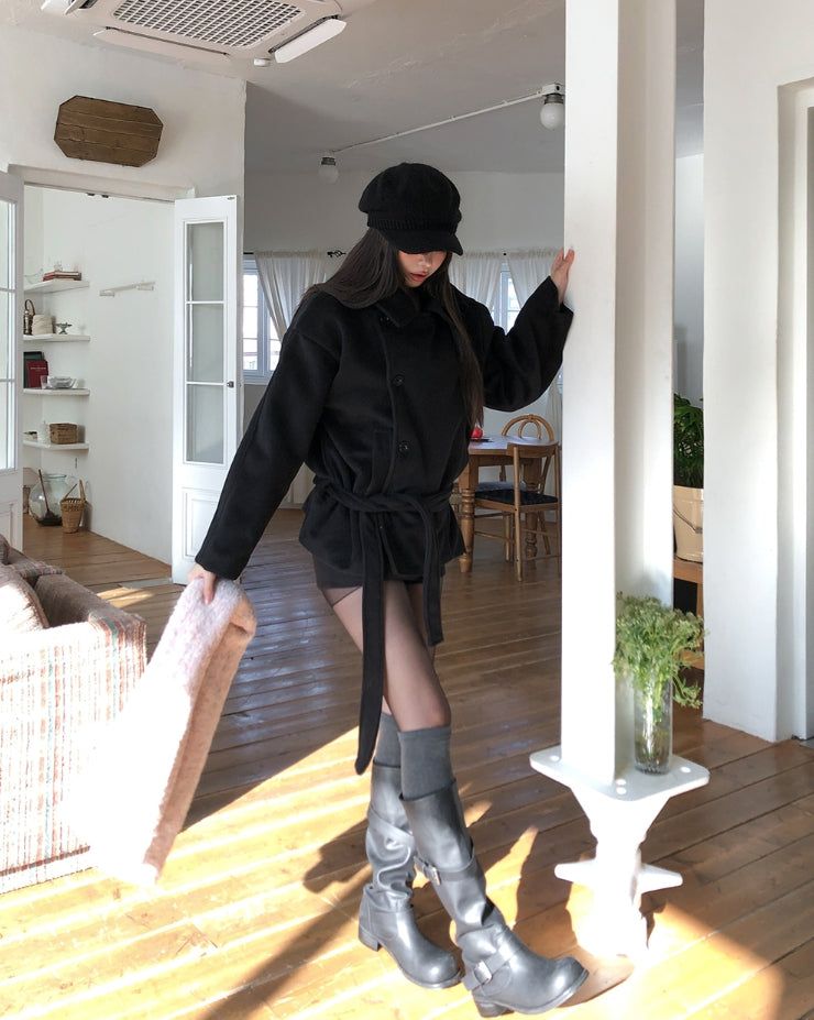 Forbe Belted High Neck Half Coat