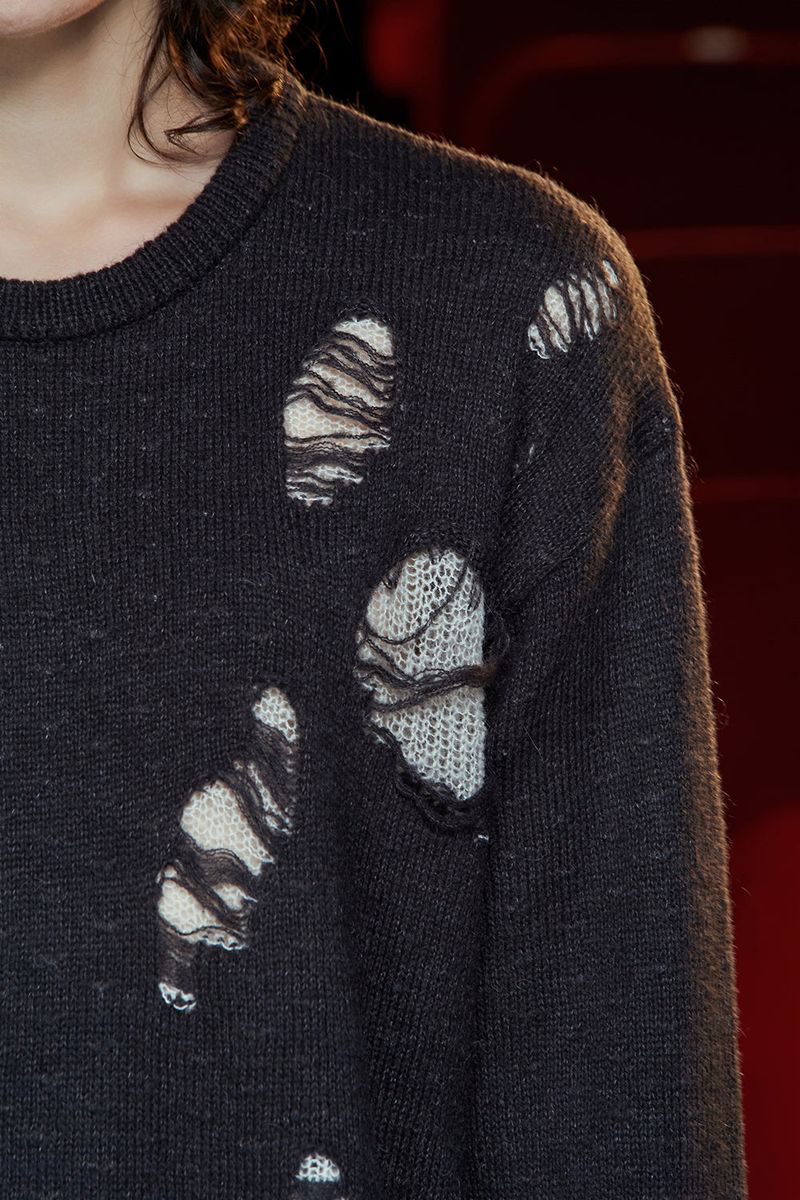 DESTROYED MOHAIR KNIT / CHARCOAL