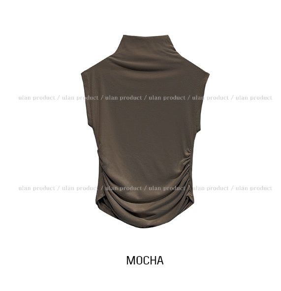 [U-BASIC] Penny brushed shirring cap sleeve half-polar