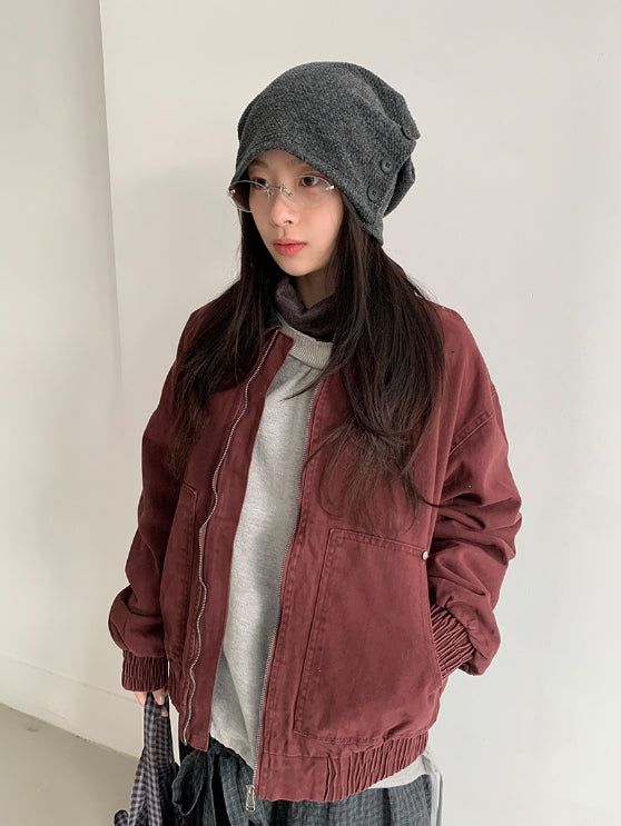 Lano Washing Color Matching Collar Work Jacket