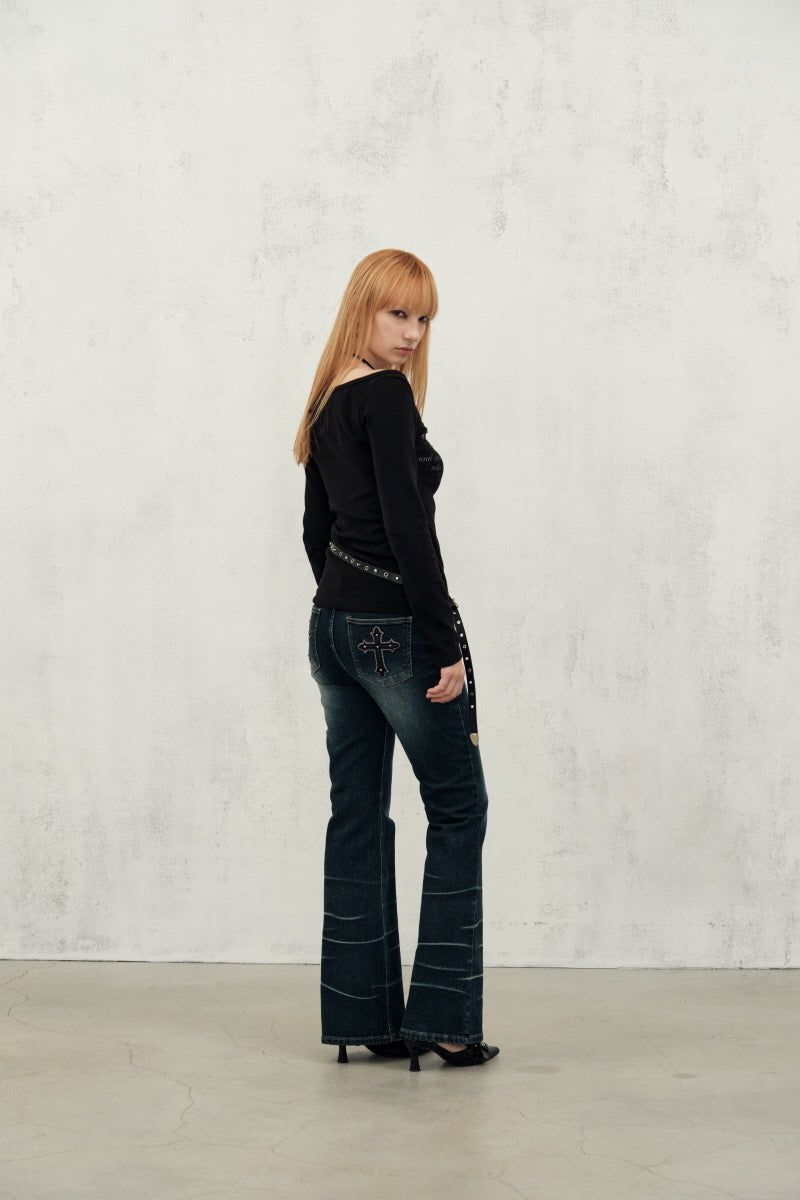 cross boots cut (blue)