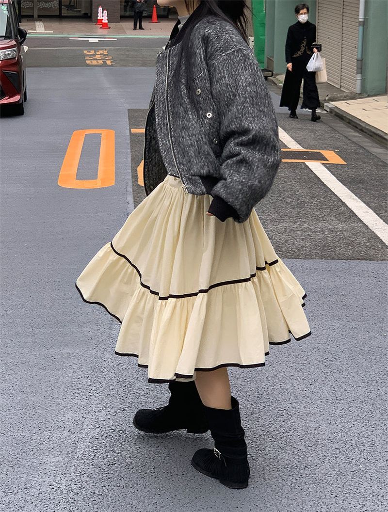 TAPE FLARE RIBBON SKIRT (2C)
