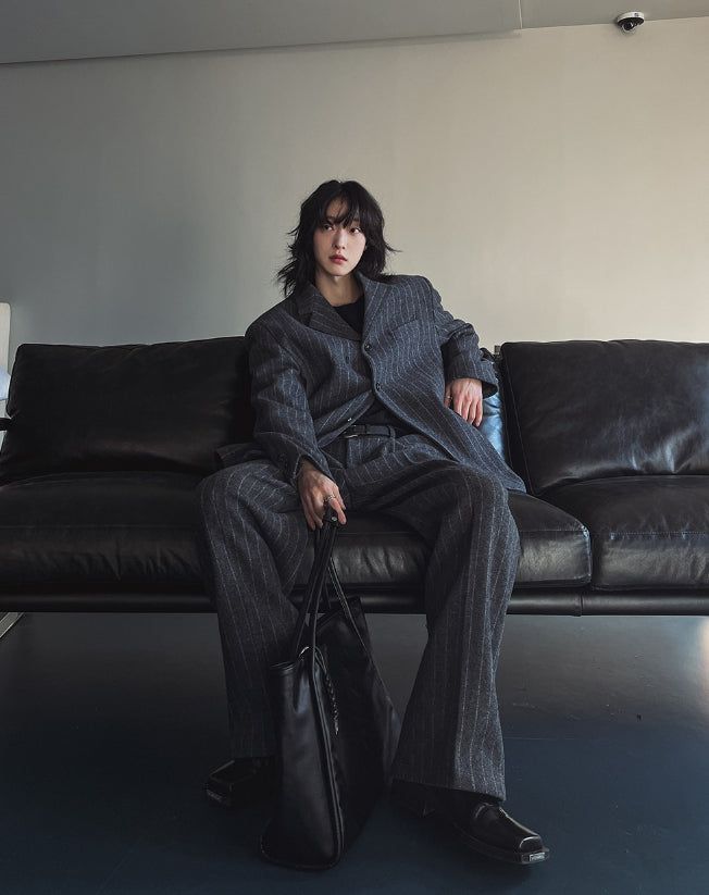 Ovening Stripe Wool Slacks