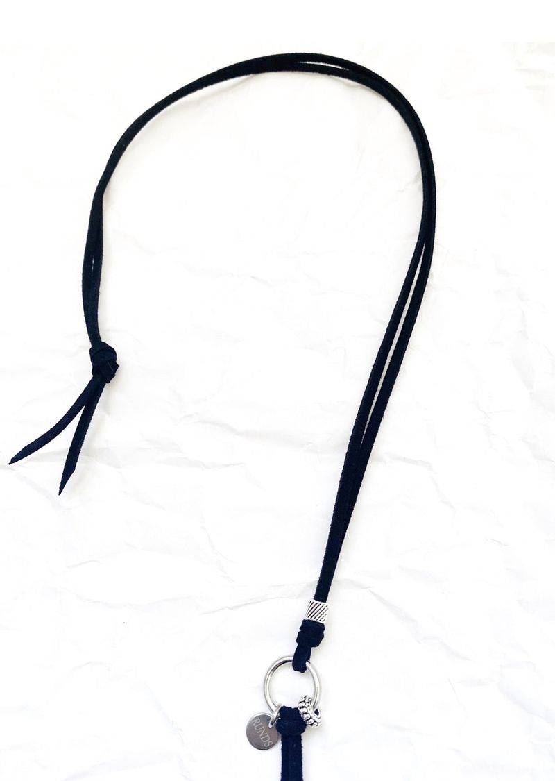 suede black beads keyring