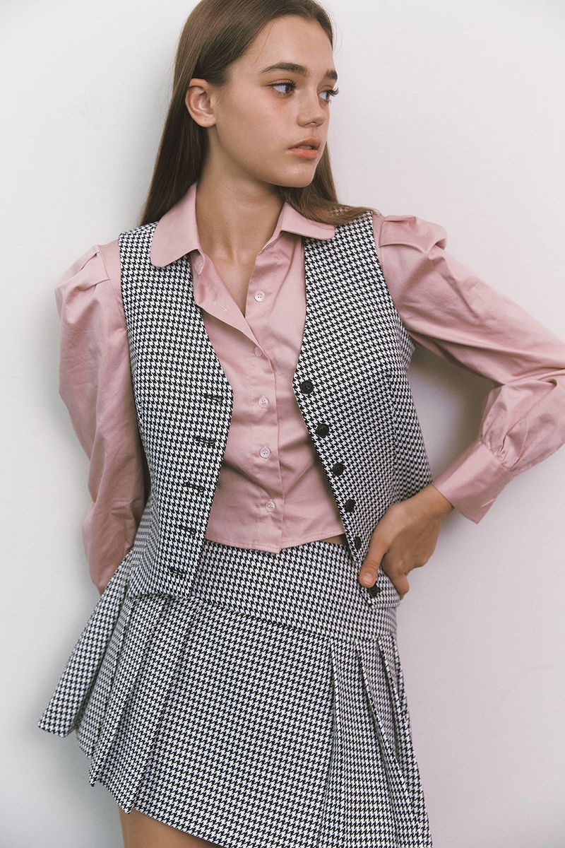 Cropped Puff Shirt Pink